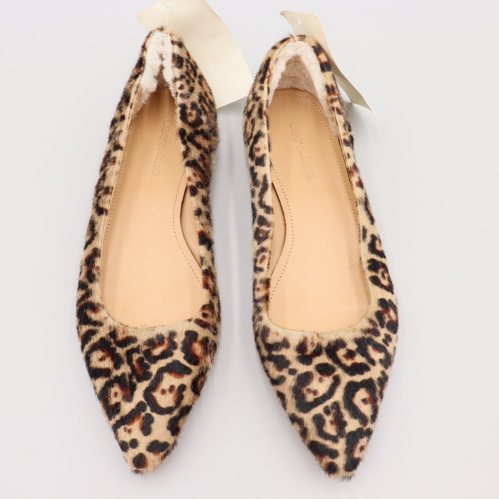 UGG Collection Italy Leopard Print Calf Hair Pointed Toe Flats Sz 8.5 US Sandals